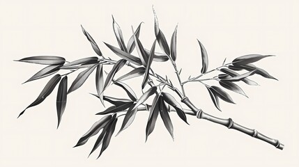 Fototapeta premium A black and white vintage engraving of bamboo, isolated on pure background, Generative AI illustrations.