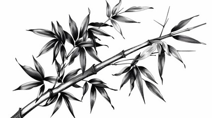 Obraz premium A black and white vintage engraving of bamboo, isolated on pure background, Generative AI illustrations.