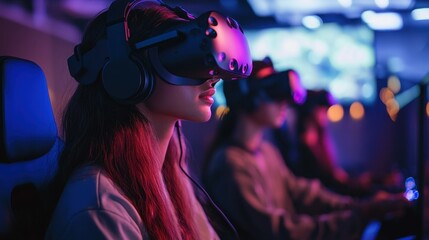 A virtual reality eSports competition where players are fully immersed in the game world.