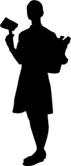 silhouette of a woman cleaning service 