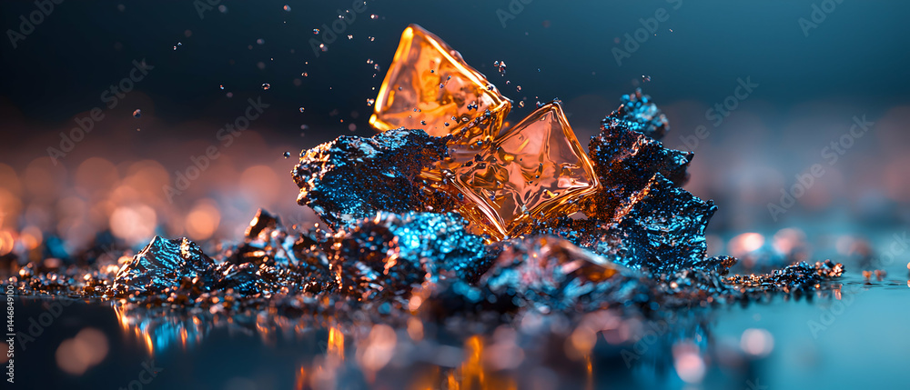 Poster abstract macro image of liquid crystal-like shapes. ideal for digital art visualizations. use as a b