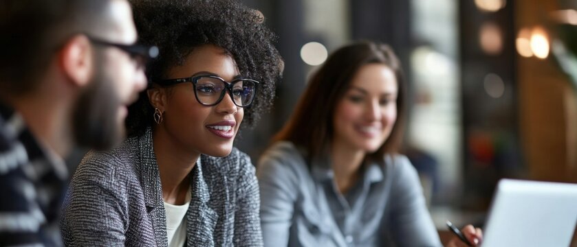 Fototapeta HR professionals analyzing diverse candidate profiles in a recruitment dashboard, HR recruitment diversity, diversity analytics in recruitment