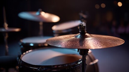 Fototapeta premium Close-up aesthetic drum kit capturing the musical instrument's detail and texture