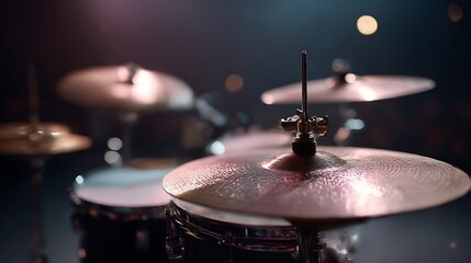 Obraz premium Dramatic cymbal close-up on stage, embodying rhythm and musical expression