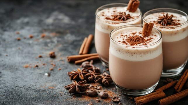 Lumumba cocktail or Tote Tante. Alcohol drink with cocoa, rum and cream.