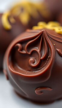 close up of a chocolate ball on a table