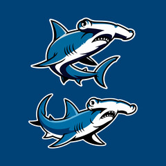 Hammerhead Shark Mascot Graphic Design in Dynamic Pose