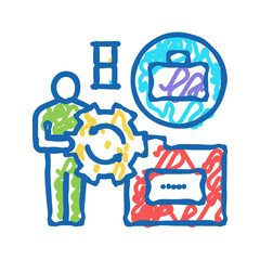 businessman work optimize icon doodle illustration