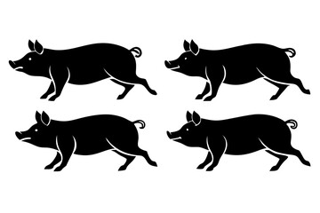 set of Pig silhouette vector illustration