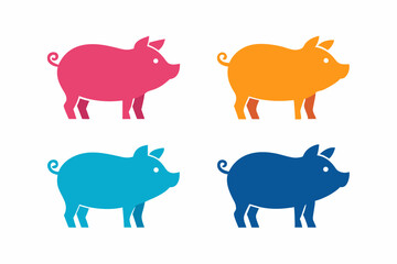 set of Pig icon silhouette vector illustration