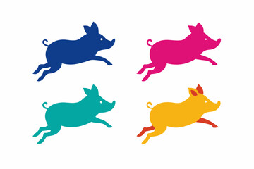 set of Pig icon silhouette vector illustration