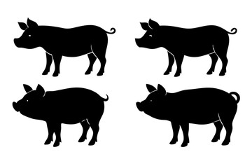 set of Pig silhouette vector illustration