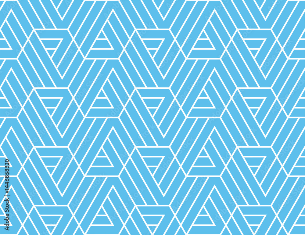 Aufkleber abstract geometric pattern with stripes, lines. seamless vector background. white and blue ornament.