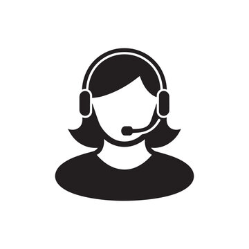 Call Center Operator Icon, Customer Service Representative with Headset