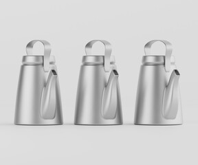 Three modern metal teapots