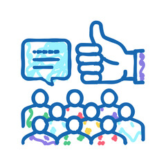 feedback crowdsoursing icon doodle illustration flat