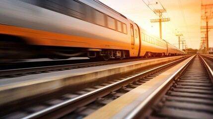 Fototapeta premium Fast Train on the Tracks