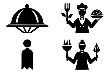 set of Serving icon silhouette vector illustration