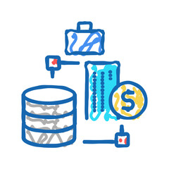 business digital processing icon doodle illustration