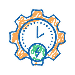 time of energy saving icon doodle illustration