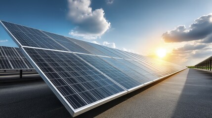 Rows of efficient solar panels in a sun-drenched field, harnessing clean, renewable power - design abstract background seamless texture