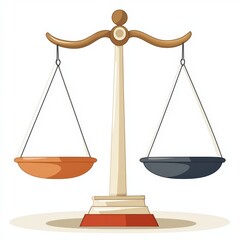 A under 200 characters: A stylized illustration of a balance scale with one orange and one black pan, symbolizing justice, fairness, and equality.