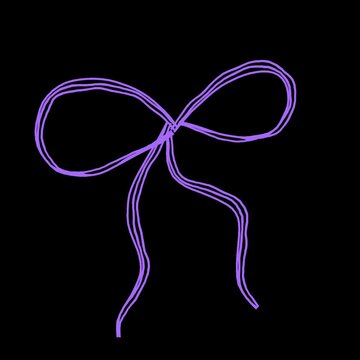 Lilac Ribbon Doodle on Black Background