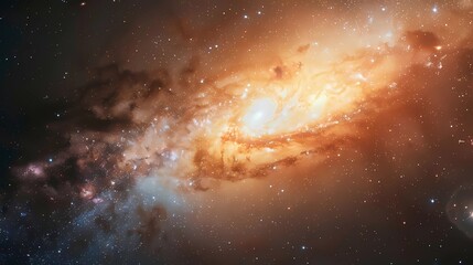A galaxy seen from far away, same colors as the reference, vast, expansive, mysterious space, Generative AI illustrations.