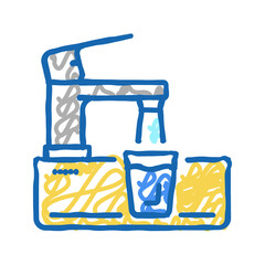 faucet in modern design water icon doodle illustration