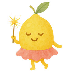 Watercolor summer fruit character for fun seasonal party decor design stock number 20