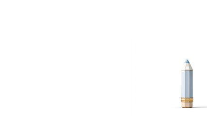 Blue pencil on white background. Empty text space.