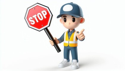 Traffic safety action stop sign instruction urban environment digital illustration
