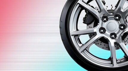 Vehicle wheel close up on gradient background