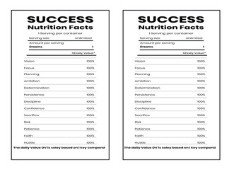 Fototapeta premium Success Nutrition facts , Supplement level, nutrition lavel design,