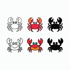 Set of Funny  Cartoon Crab Vector Art Illustration - Vibrant Marine Life Design.