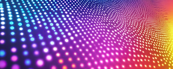 Obraz premium Colorful, glowing dots in a wave pattern, creating an abstract, vibrant visual effect