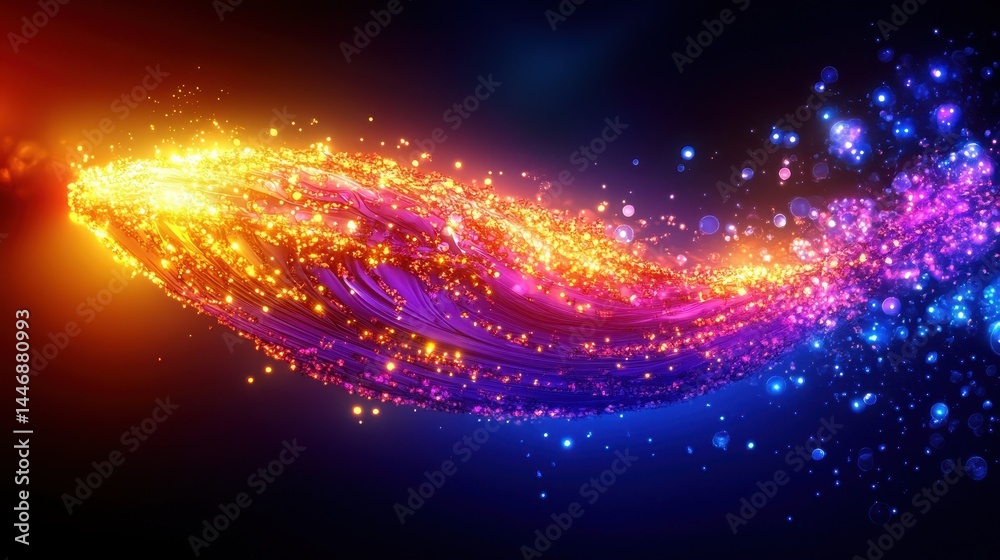Poster luminous stream of energy particles weaving through space a vibrant and dynamic display of cosmic en
