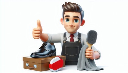 Shoe repair service local workshop digital illustration bright environment friendly viewpoint