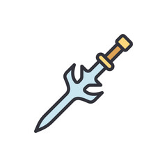 Fantasy sword colored icons, minimalist vector illustration ,simple transparent graphic element .Isolated on white background