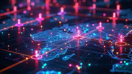 Visually striking target market segmentation framework featuring digital map interconnected glowing node financial growth symbol illustrating customer reach strategy cut out isolated transparent