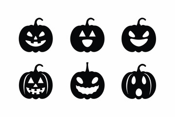 set of Pumpkin icon silhouette vector illustration