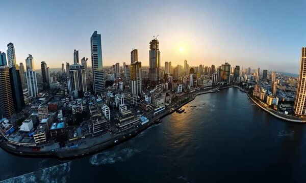Mumbai Skyline in 8K &ndash; 360&deg; HDRI Spherical Panorama with Equirectangular Projection for Environment Mapping