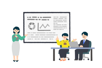 プレゼンをする男性と女性のイラスト