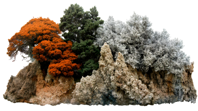 Colorful Composite Illustration of Trees - Isolated Background Image