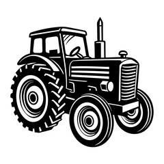 Farm tractor silhouette vector illustration