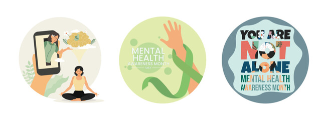 Virtual Mindfulness and Meditation Guidance. Mental Health Awareness Month. Promoting Support.