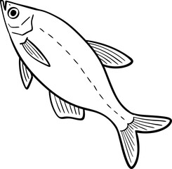 hand drawn cartoon illustration of a fish.