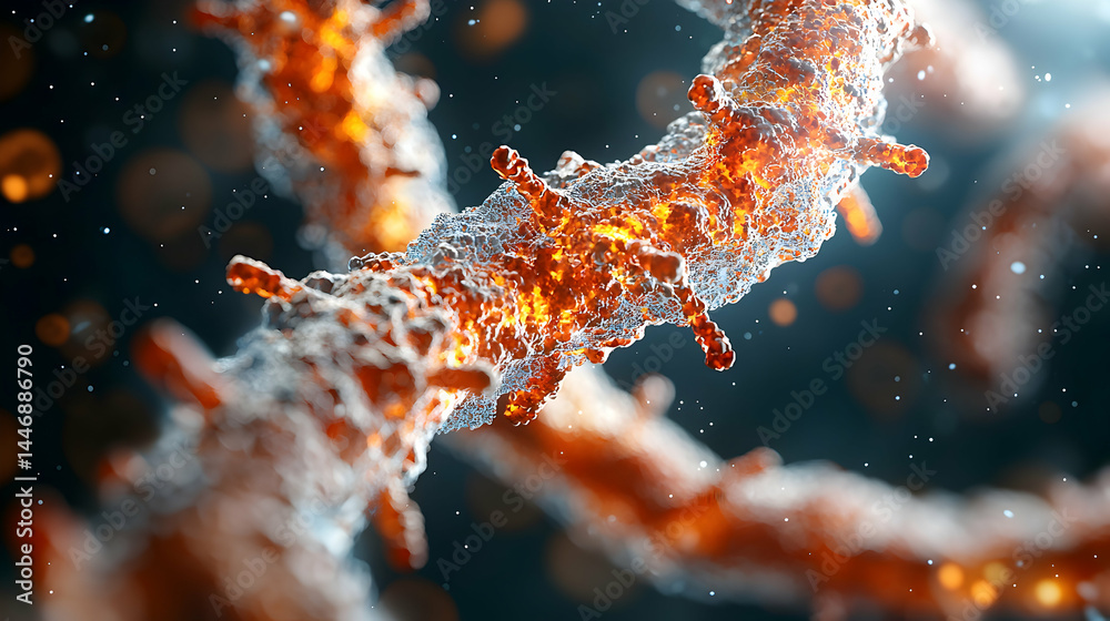 Poster a detailed macro image of a biological structure or cellular element highlighting its intricate desi