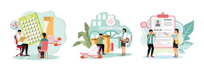 Drug monitoring concept. Inpatient drug rehab center. Psychologist service.