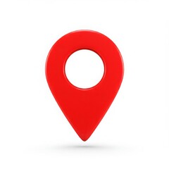 Red map pointer pin location isolated on transparent background